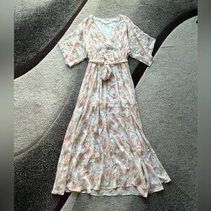 Balticborn Pink Floral Waist Tie Maxi Dress